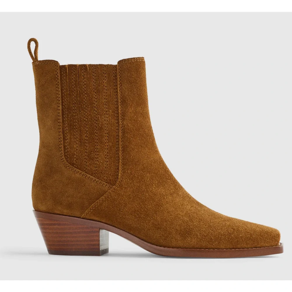 Madewell Ingrid Chelsea Boot 11 Tan Acorn NWT Ankle Booties NX772 Western Heel